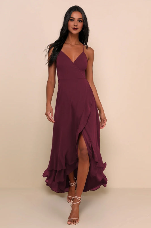 OKBBN Elegant Thin Strap Sleeveless Strap High/Low Homecoming Dresses