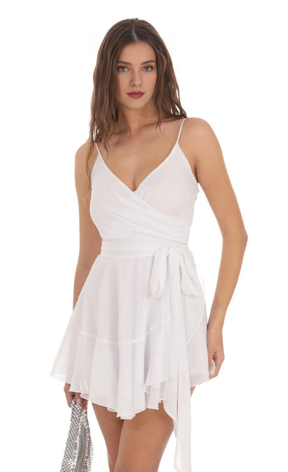 OKBBN Elegant Thin Strap Sparkling Wrap Homecoming Dresses