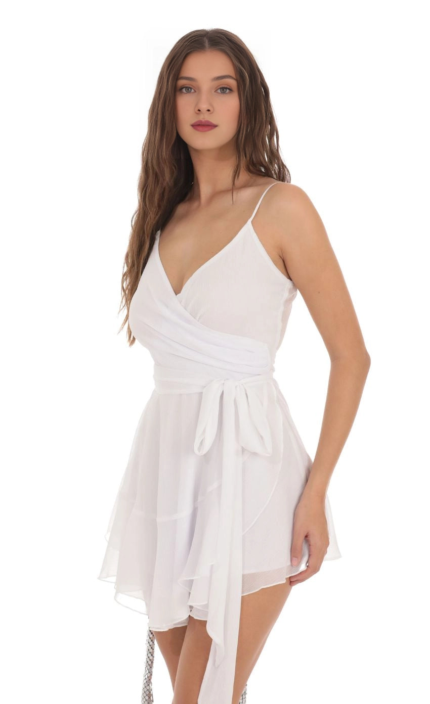 OKBBN Elegant Thin Strap Sparkling Wrap Homecoming Dresses