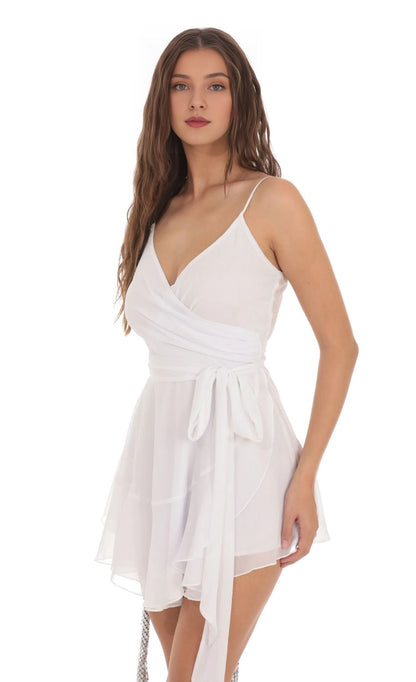 OKBBN Elegant Thin Strap Sparkling Wrap Homecoming Dresses