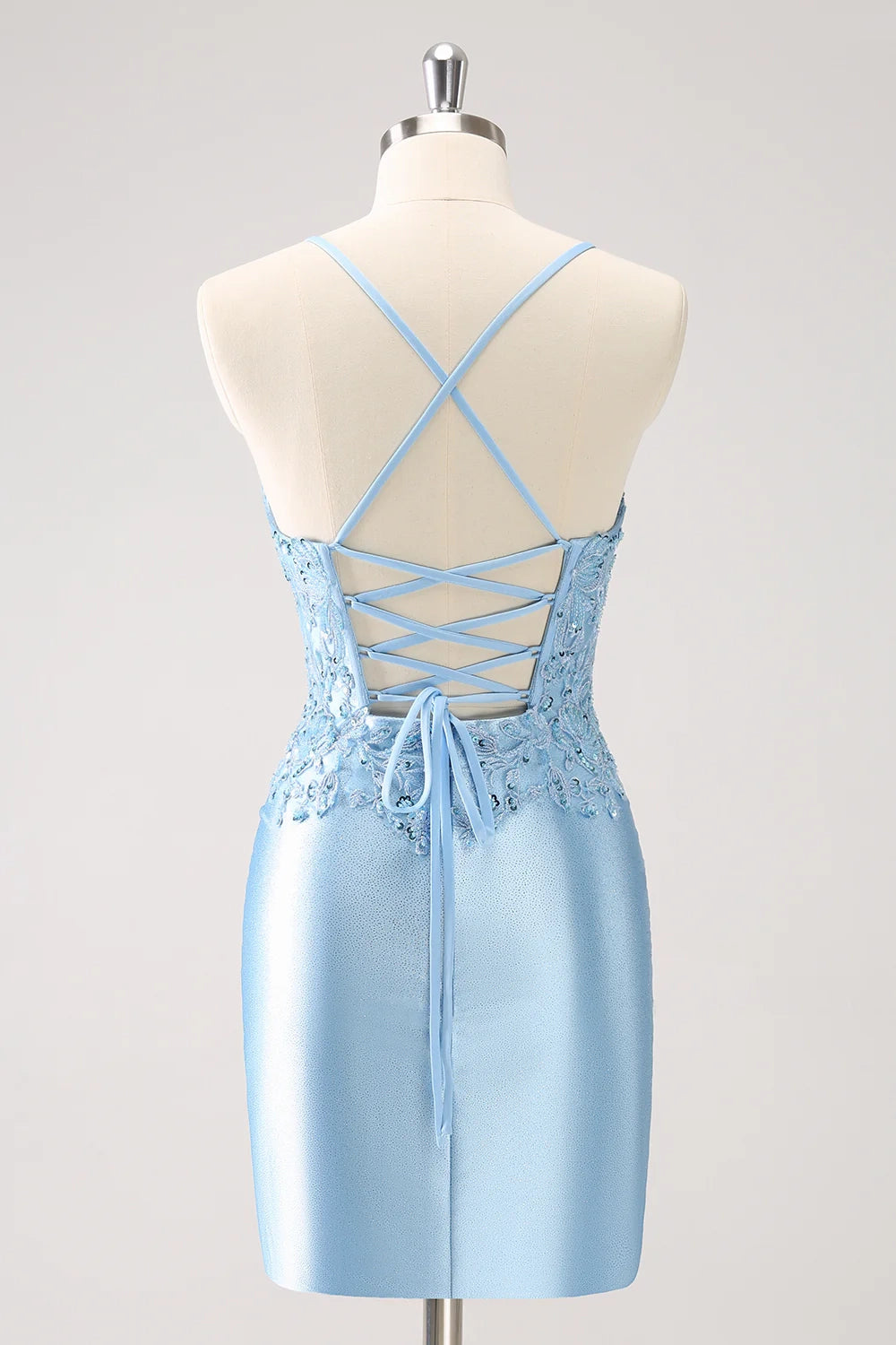 OKBBN Elegant Tight Strap Back Shining Stickers Short Homecoming Dresses