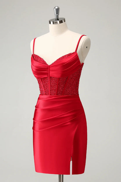 OKBBN Elegant Tight corset Short Back Strap Homecoming Dresses