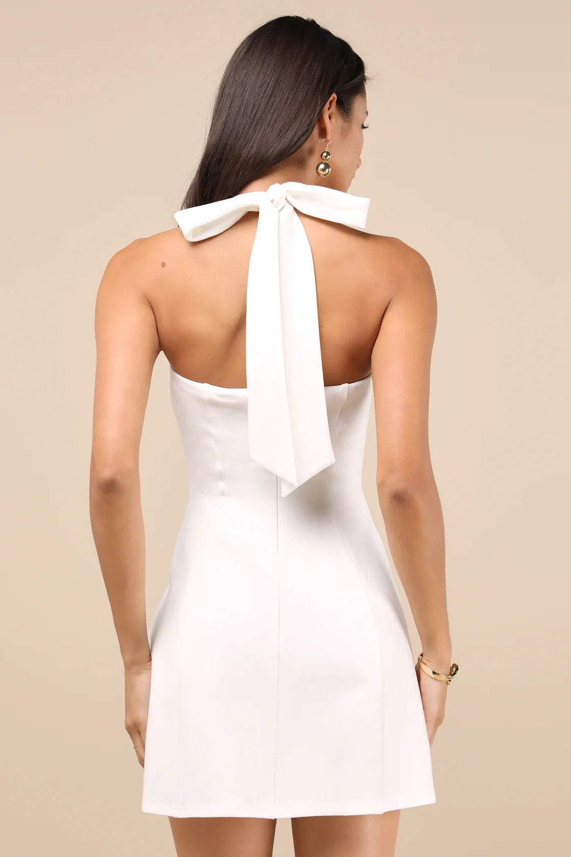 OKBBN Elegant Twisted Pair Knitted Neck Hanging Mini Homecoming Dresses