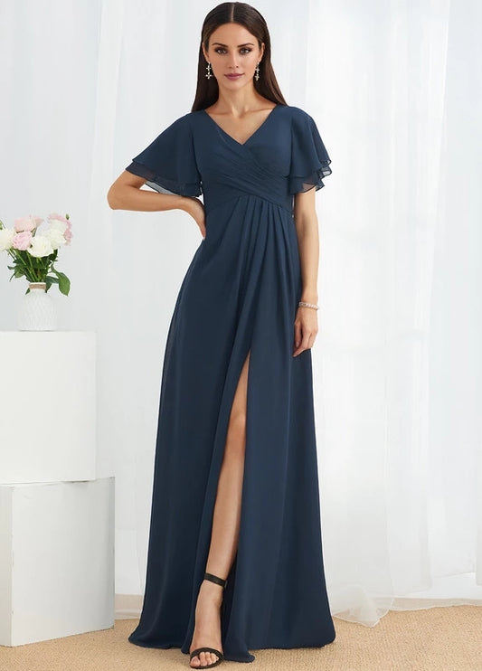 OKBBN Elegant V-neck Long Split Prom Dresses
