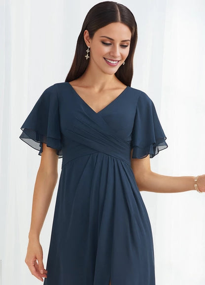 OKBBN Elegant V-neck Long Split Prom Dresses