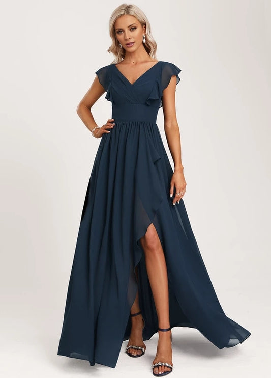 OKBBN Elegant V-neck Sleeveless Slimming Prom Dresses