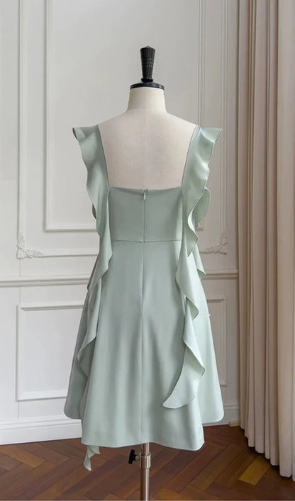 OKBBN Elegant and Beautiful A-line Satin Mini Ruffle Homecoming Dresses
