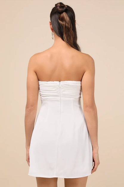 OKBBN Elegant and Charming Ruffles Off Shoulder Mini Homecoming Dresses