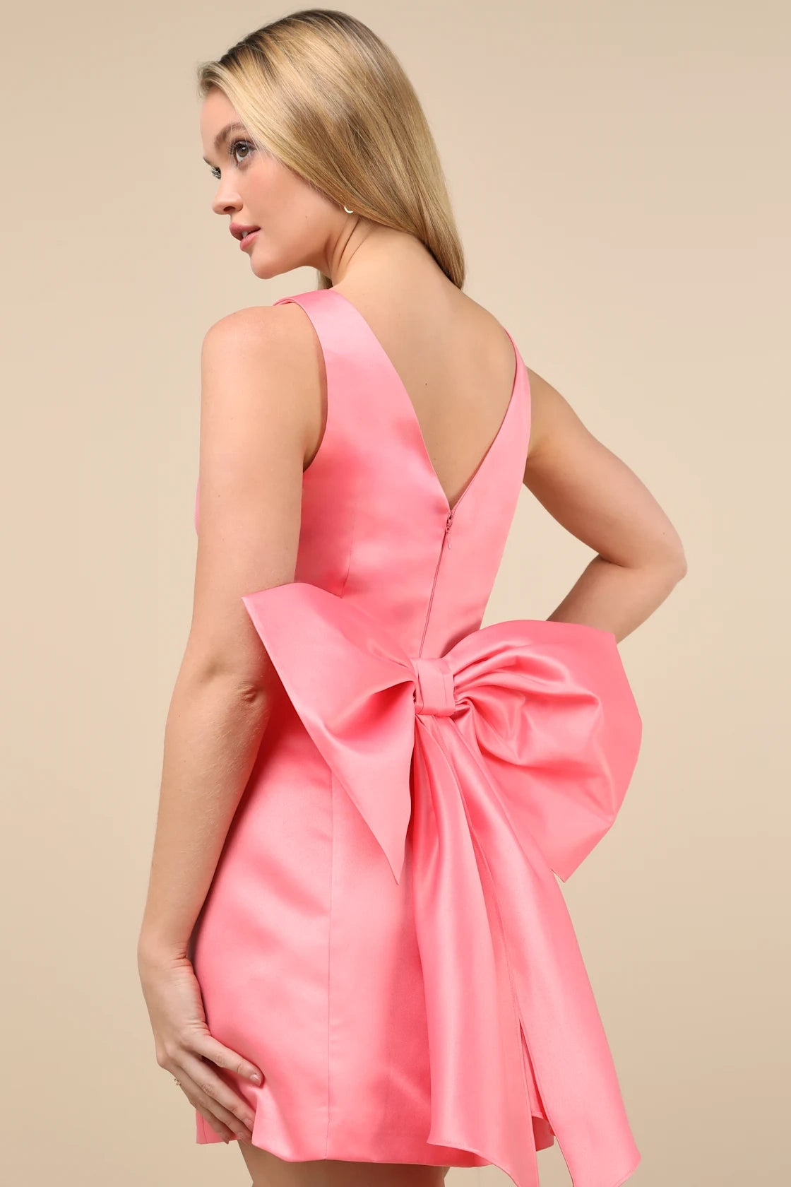 OKBBN Enchanting Celebration Taff Bow Mini Homecoming Dresses