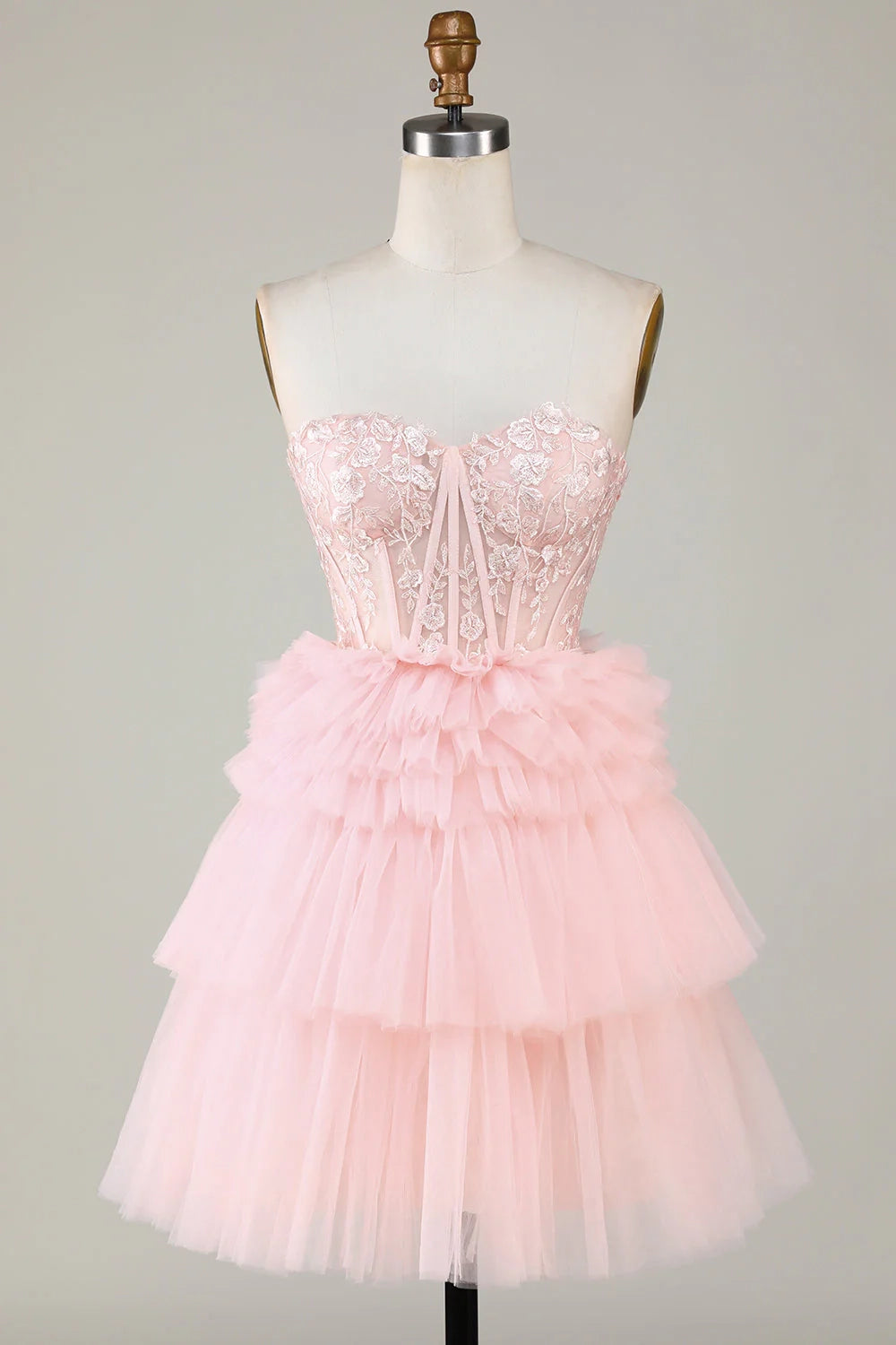 OKBBN Fashion A-line Sweetheart Layered Ruffle Short Homecoming Dresses