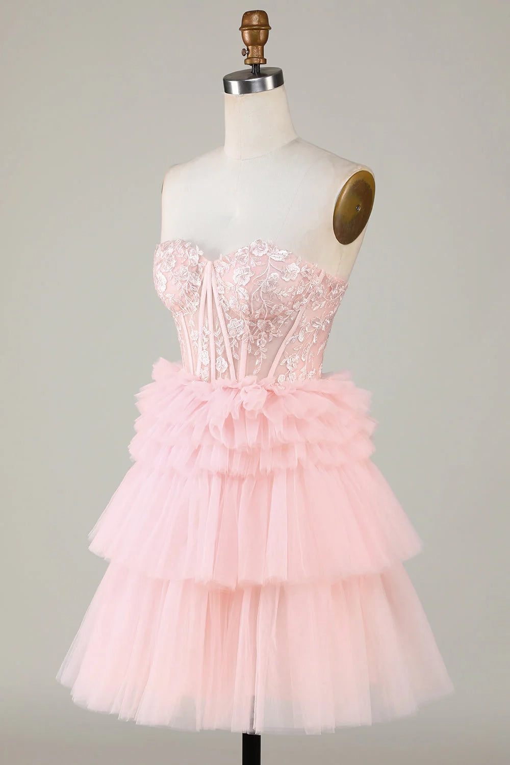 OKBBN Fashion A-line Sweetheart Layered Ruffle Short Homecoming Dresses