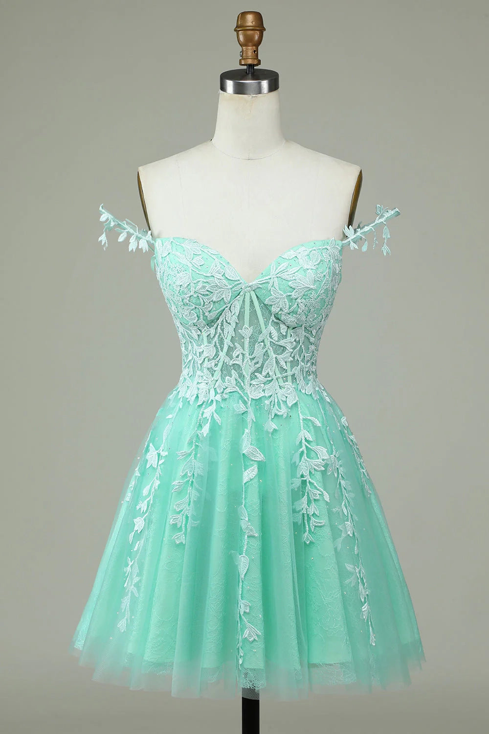 OKBBN Fashion A-line Thin Shoulder Strap Stickers Short Homecoming Dresses