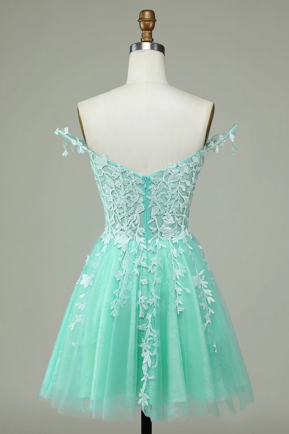 OKBBN Fashion A-line Thin Shoulder Strap Stickers Short Homecoming Dresses