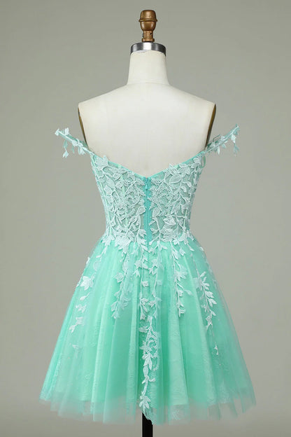 OKBBN Fashion A-line Thin Shoulder Strap Stickers Short Homecoming Dresses