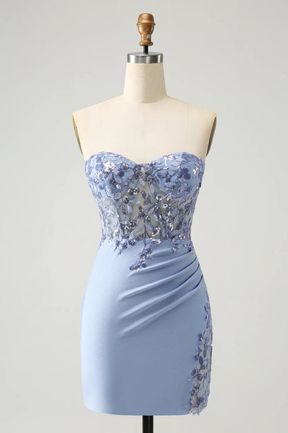 OKBBN Fashion Tight Sweetheart Waist Short Glitter Homecoming Dresses