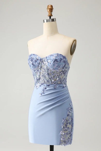 OKBBN Fashion Tight Sweetheart Waist Short Glitter Homecoming Dresses