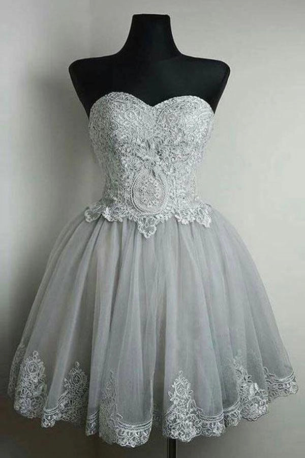 OKBBN Fashionable and Elegant Off Shoulder Chicken Neck Lace Stickers Homecoming Dresses