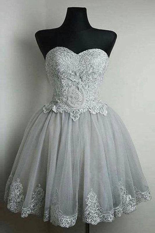 OKBBN Fashionable and Elegant Off Shoulder Chicken Neck Lace Stickers Homecoming Dresses
