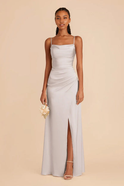 OKBBN Gorgeous Mermaid Neck, Thin Shoulder Straps, Matte Satin Prom Dresses