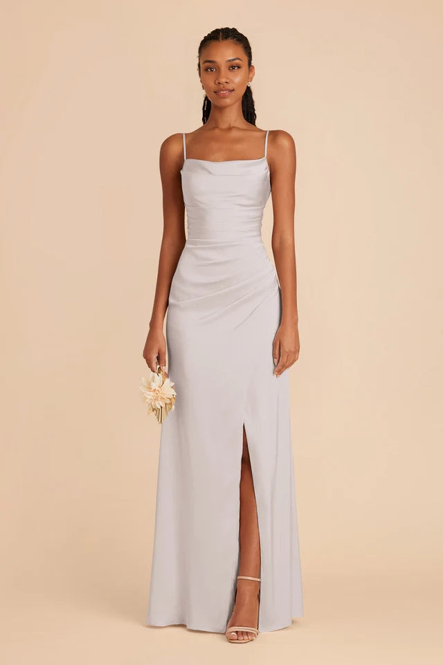 OKBBN Gorgeous Mermaid Neck, Thin Shoulder Straps, Matte Satin Prom Dresses