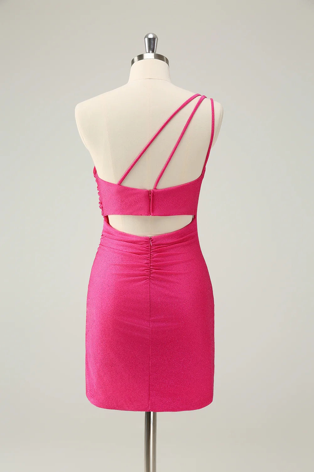 OKBBN One Shoulder Wrinkle Short Tight Homecoming Dresses