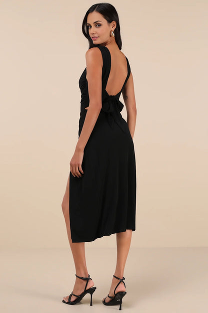 OKBBN Perfect Tight Knitted Neck Strap Medium Length Homecoming Dresses