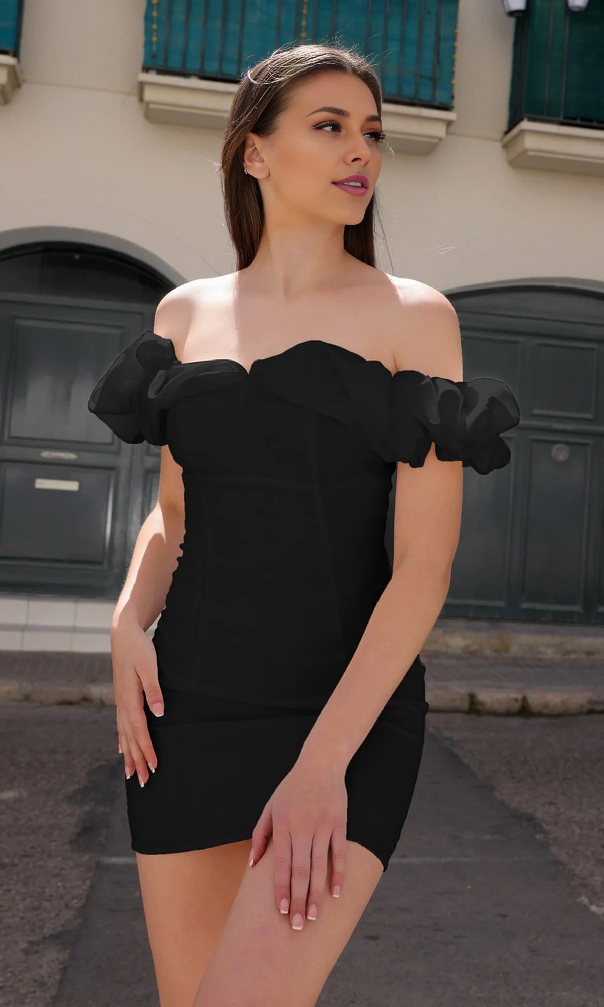 OKBBN Romantic Off Shoulder Short Half Formal Ruffle Slimming Homecoming Dresses