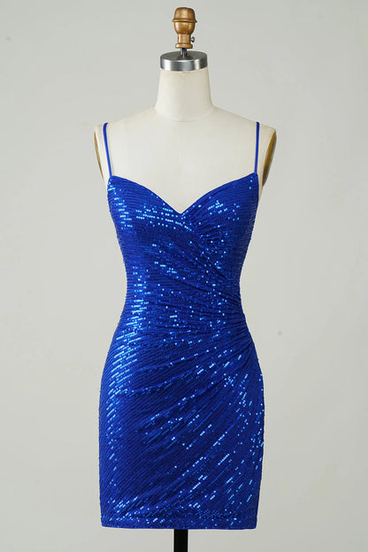 OKBBN Shining Slimming Tight Strap Sparkling Short Homecoming Dresses