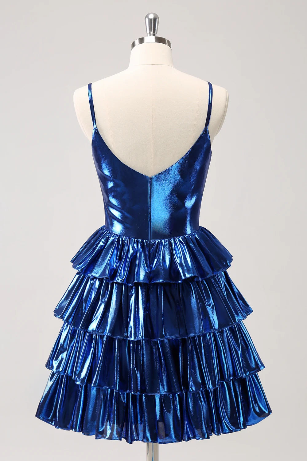 OKBBN Shiny A-line Tight corset Layered Metal Ruffles Homecoming Dresses