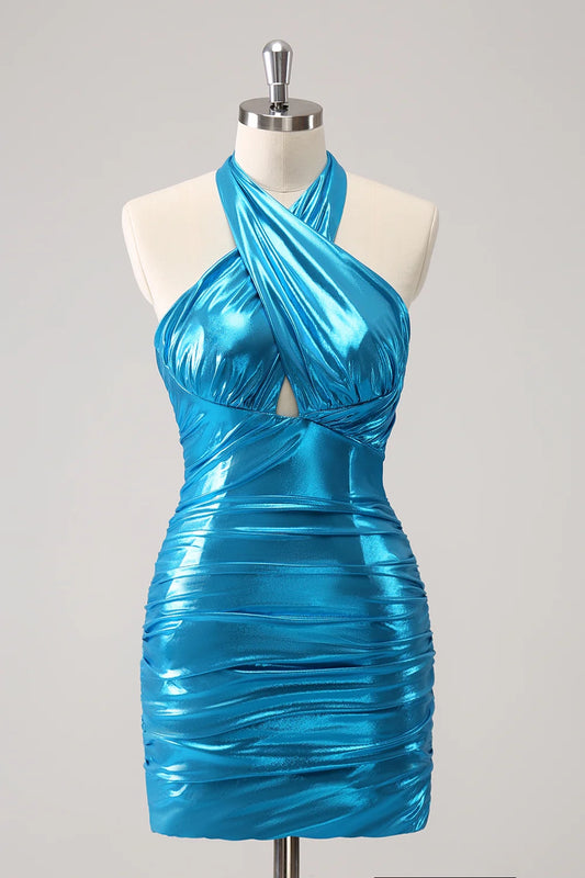 OKBBN Shiny Fashion Tight Strap Fold Tight corset Homecoming Dresses