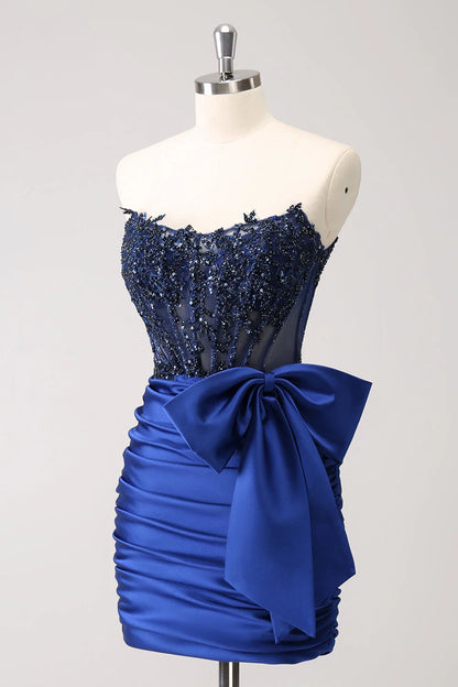 OKBBN Shiny Off Shoulder Beaded Lace Tight Short Homecoming Dresses