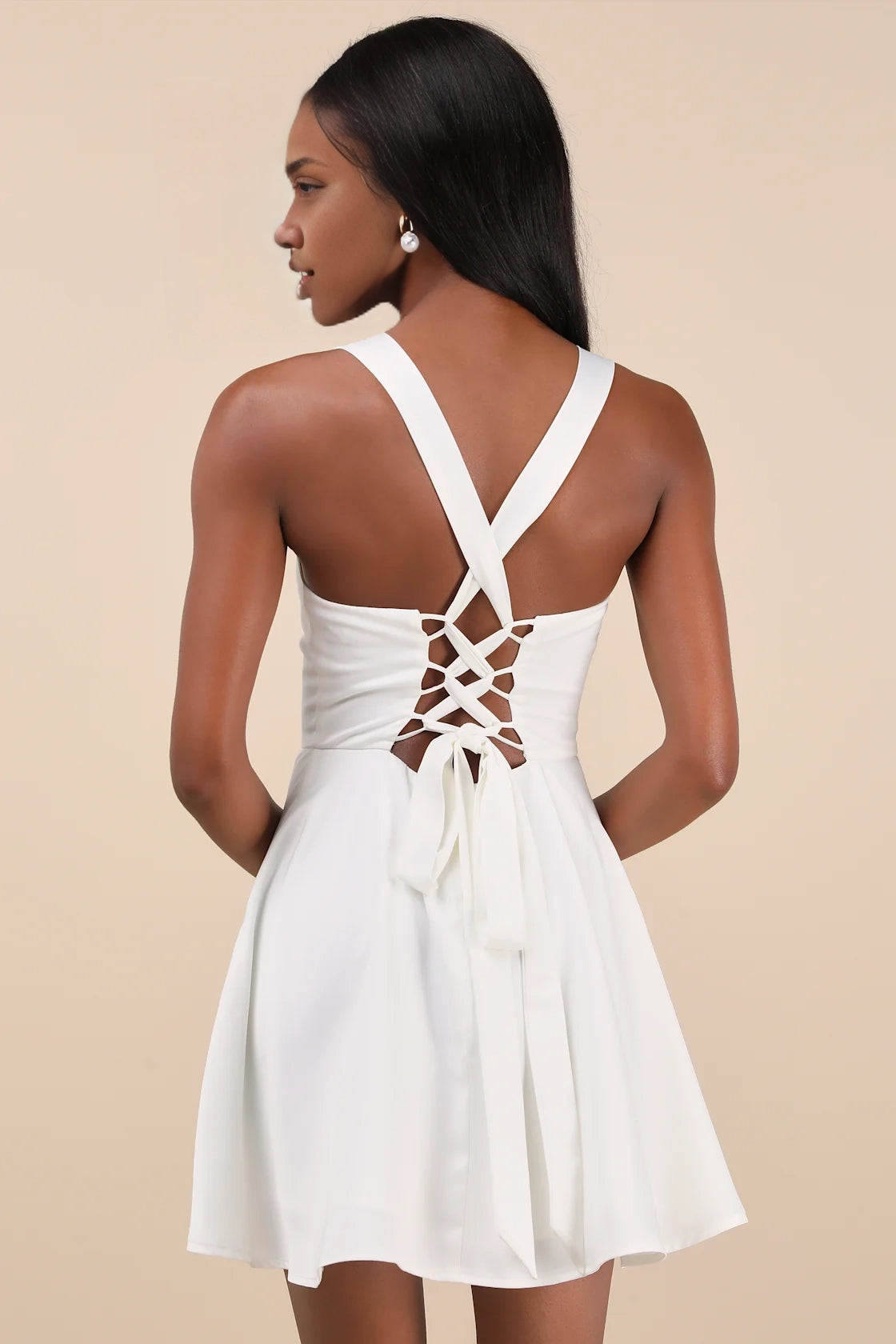 OKBBN Sweet Woven Satin Square Collar Tight corset Wide Shoulder Straps Homecoming Dresses