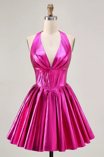 OKBBN A-line backless corset with pleats, classic silhouette Homecoming Dresses