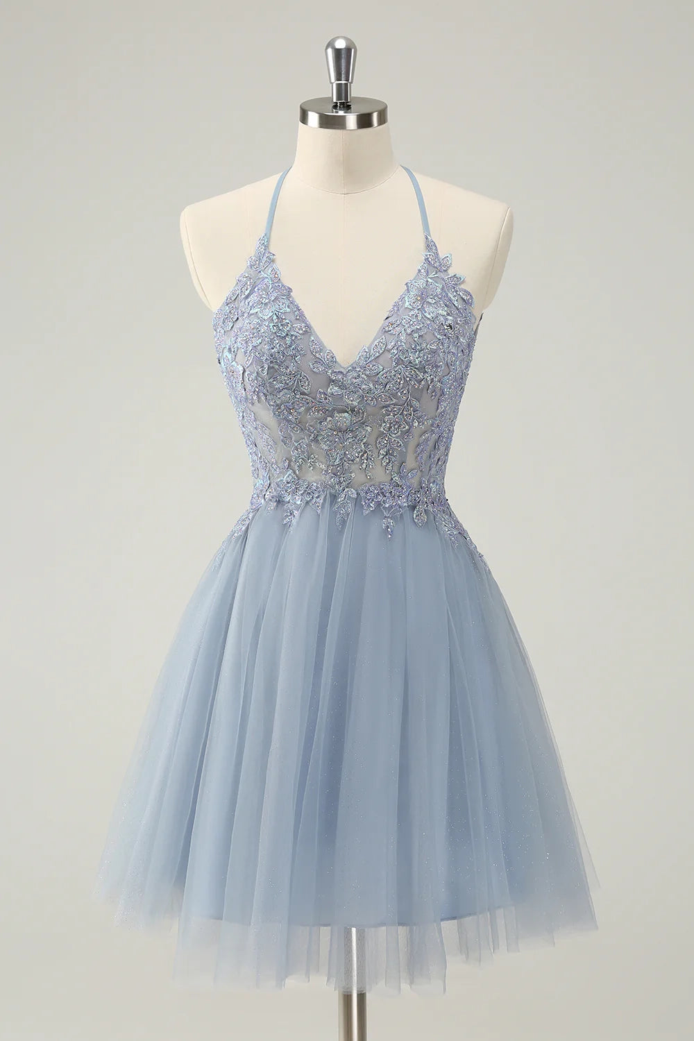 OKBBN Cute Decal A-line Thin Strap Beaded Short Homecoming Dresses
