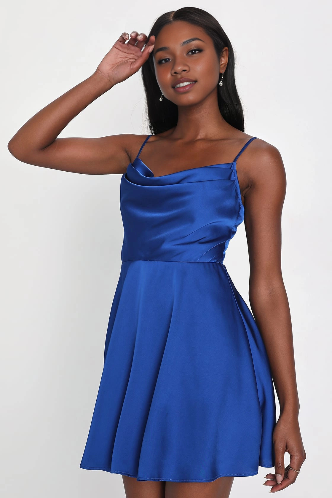 OKBBN Cute Satin Drawn Collar Skating Mini Homecoming Dresses