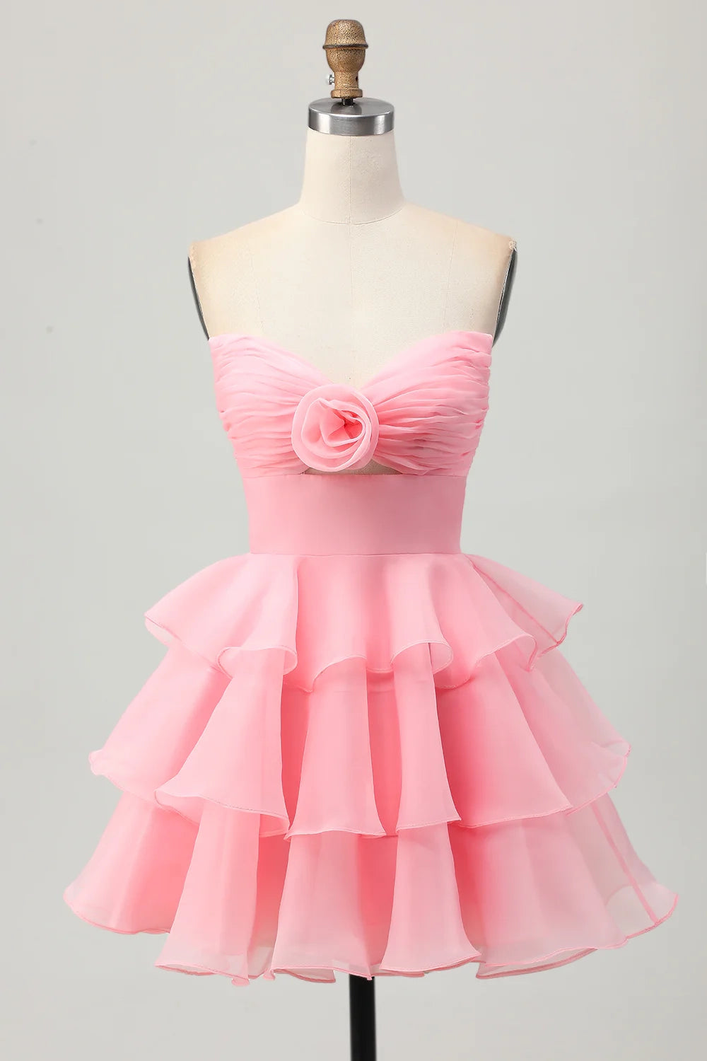 OKBBN Elegant A-line Layered Off Shoulder Hollow Short Homecoming Dresses