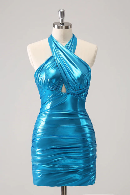 OKBBN Shiny Fashion Tight Strap Fold Tight corset Homecoming Dresses