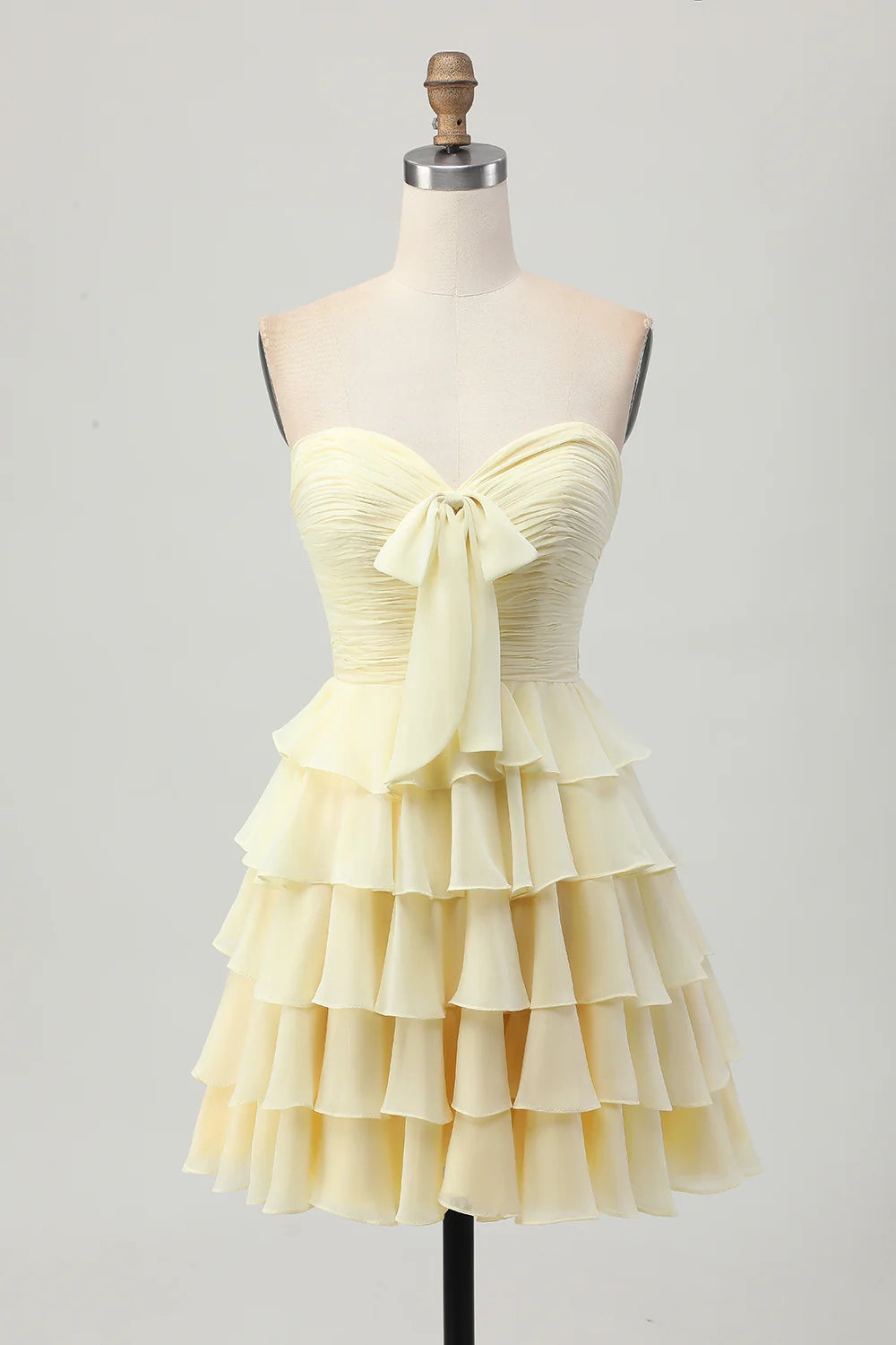 OKBBN elegant layered off shoulder pleated A-line short Homecoming Dresses