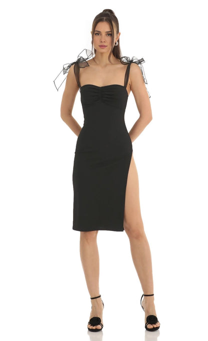 OKBBN enchanting shoulder bow crepe mid length Homecoming Dresses