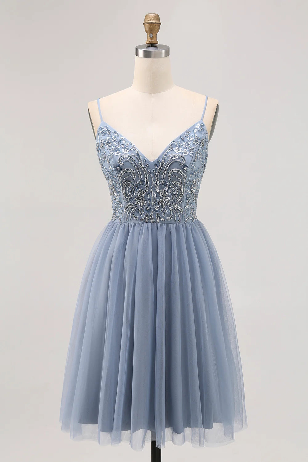 OKBBN's charming A-shaped short bead decal Homecoming Dresses