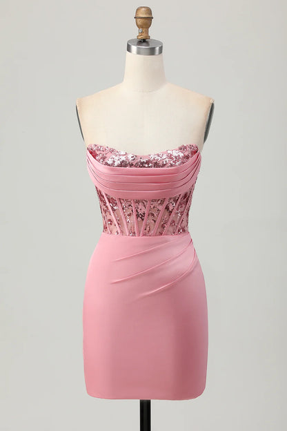 OKBBN's charming off shoulder sequined tight corset Homecoming Dresses