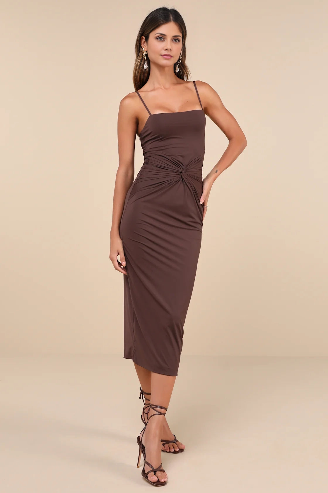 OKBBN's charming short slim fit twisted pattern front mid length Homecoming Dresses