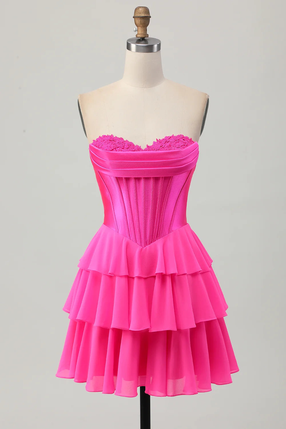 OKBBN's charming slim layered sweetheart tight corset short Homecoming Dresses