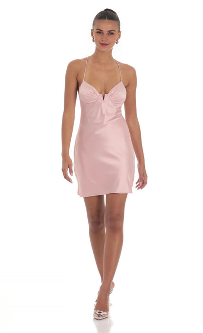 OKBBN's charming thin shoulder strap with simple satin hanging neck Homecoming Dresses