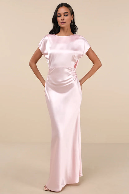 OKBBN's elegant and charming slim fitting satin hanging back Homecoming Dresses