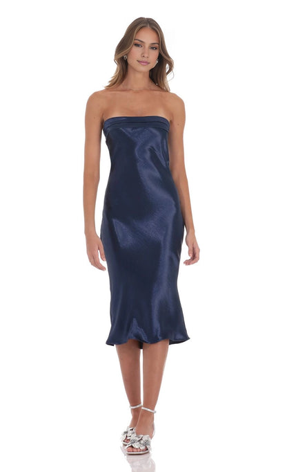 OKBBN's elegant off shoulder satin backless medium length Homecoming Dresses