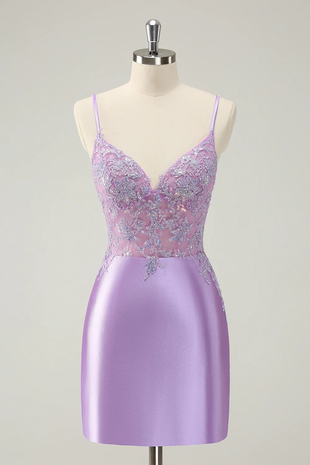 OKBBN's gorgeous tight fitting thin shoulder strap sequin short Homecoming Dresses