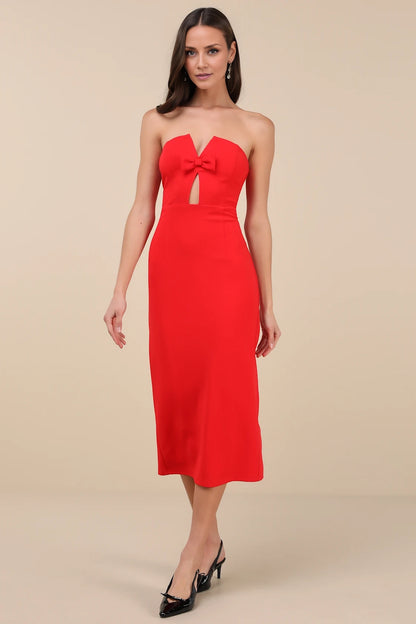 OKBBN's lively and beautiful hollow shoulder mid length Homecoming Dresses
