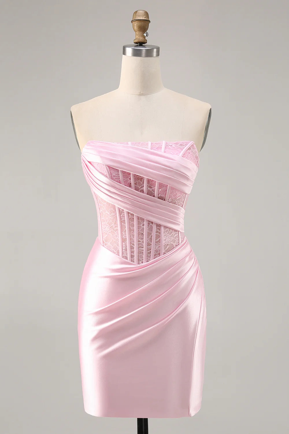 OKBBN satin corset with off shoulder pleats, tight fitting Homecoming Dresses