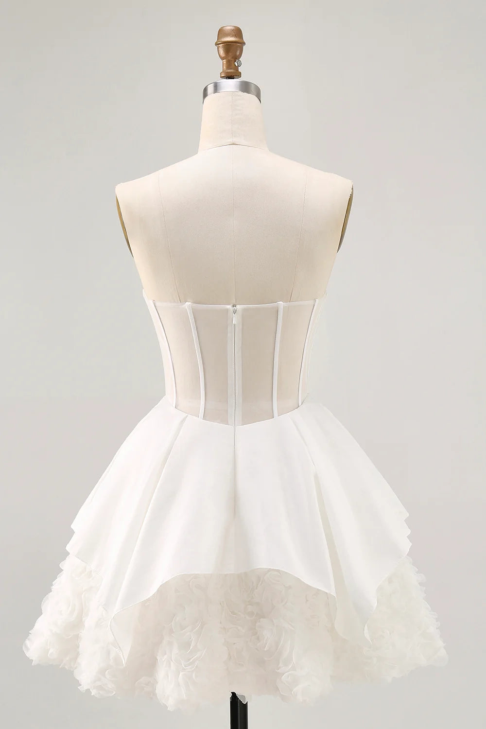 OKBBN's beautiful and charming A-line off shoulder satin tight corset mini Homecoming Dresses